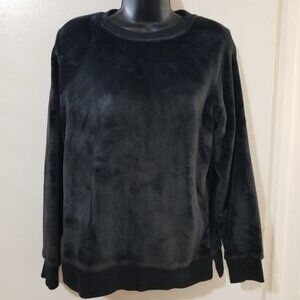 Gaiam Sweatshirt Black Velour Crewneck Size S